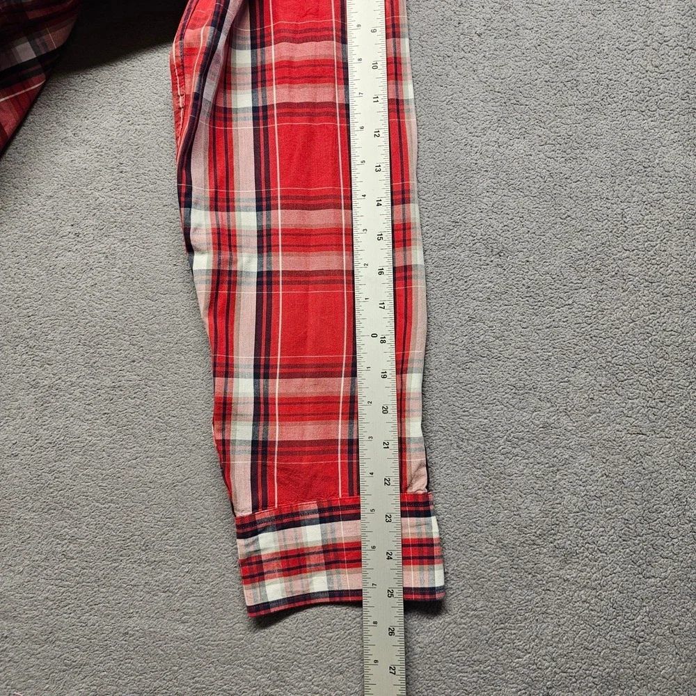 J.Crew Shirt Mens Medium Red White Plaid Long Sleeve Collared Casual Button Down